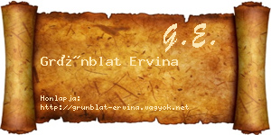Grünblat Ervina névjegykártya